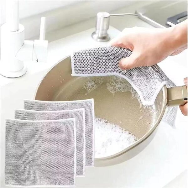 10 Pack Non-Scratch Dish Wash Cloth, Steel Wire Dish Cloth, Wire Dishwashing Rags Stainless Steel Scrubber Non-Scratch Wire Dishcloth for Washing Dishes Sinks Counters ADC-1010