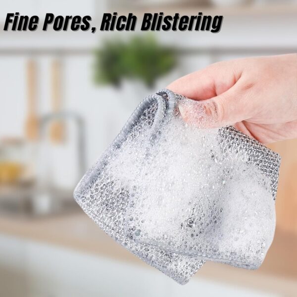 10 Pack Non-Scratch Dish Wash Cloth, Steel Wire Dish Cloth, Wire Dishwashing Rags Stainless Steel Scrubber Non-Scratch Wire Dishcloth for Washing Dishes Sinks Counters ADC-1010