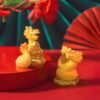 4xMini Dragon Statue Chinese New Year Decor Office Ornament Miniature Figurine Style D 3.3x4.1cm