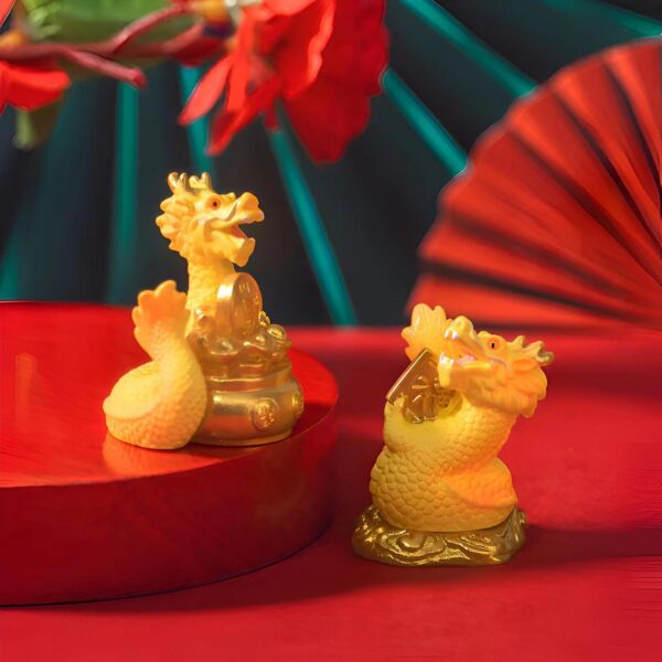 4xMini Dragon Statue Chinese New Year Decor Office Ornament Miniature Figurine Style D 3.3x4.1cm