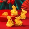 4xMini Dragon Statue Chinese New Year Decor Office Ornament Miniature Figurine Style D 3.3x4.1cm