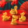 4xMini Dragon Statue Chinese New Year Decor Office Ornament Miniature Figurine Style D 3.3x4.1cm