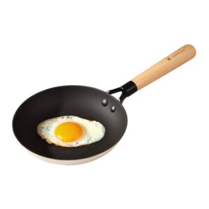 CUMIN CO. LITE Cast Iron Fry Pan | 20 cm, 0.8L | Induction Base Cookware | 5 Years Warranty | Non Toxic Non Stick Pan for Omelette | Chemical Free Coating | No Seasoning Needed | White