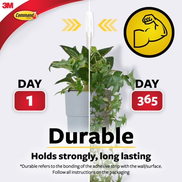 3M Command Medium Wall Hooks, Holds 1.3kg, No paint damage, Heavy Duty, Holds Strongly, Reusable, Adhesive hooks for wall, Multi-surface (White, 2hooks, 4 strips)