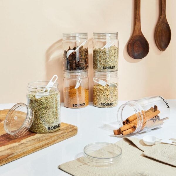 1775542311_Amazon-Brand-Solimo-Plastic-Storage-Jar-Containers-Set-With-Spoon-Air-Tight-BPA-Free-Kitchen-Container-Set-Multipurpose-Jar-500-ML-Set-6-Transparent.jpg Amazon Brand - Solimo Plastic Storage Jar & Containers Set With Spoon | Air Tight & BPA Free | Kitchen Container Set | Multipurpose Jar | 500 ML Set 6 (Transparent)