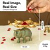 Ekhasa Elephant Tealight Candle Holder with Urli for Home Decor | Perfect Candle Holder for Diwali Decoration, Wedding Decoration | Indoor & Outdoor, Festival Decorative Candles Gift Items