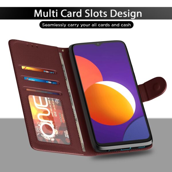 1775550092_Pikkme-Samsung-Galaxy-M32-4G-M32-Prime-F22-4G-Flip-Cover-Leather-Finish-Inside-TPU-with-Card-Pockets-Wallet-Stand-and-Shock-Proof-Magnetic-Closing-Complete-Protection-Flip-Case-Brown.jpg Pikkme Samsung Galaxy M32 4G / M32 Prime / F22 4G Flip Cover Leather Finish | Inside TPU with Card Pockets | Wallet Stand and Shock Proof | Magnetic Closing | Complete Protection Flip Case (Brown)
