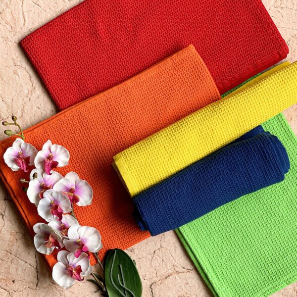 Pixel Home © Superior Cotton |Lunch Napkins | Multi-Purpose Kitchen | Cleaning Towel/Waffle Dish Cloth | Bright Colors (Pack of 5)
