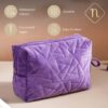 Nestasia Makeup Pouch, Organizer, Kit - Purple | Perfect for Makeup Brush Set, Toiletry Kit, Lipsticks, Foundation, Bathroom Accessories | Quilted Pouch for Girls of Different Sizes (Set of 3)