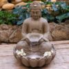 R.K Decor HUB Kamal Buddha Water Fountain Big Size|3 Feet Kamal Buddha Fountain with LED Lighting for Outdoor|Water Fountain for Home & Garden (Beige, 3 Feet),Resin