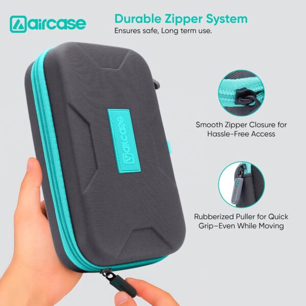AirCase Electronics Organizer Bag with Shockproof EVA Hardshell & Soft Lining, 2 Mesh Pockets, 11 Elastic Loops | Gadget Organizer for HDD/SSD, Power Bank, Cables, Adapters, Chargers, Gadgets (Grey)