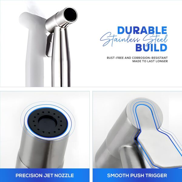 MIORAH MIORAH SS 304 Jet Spray Gun for Toilet | Hand Shower for Bathroom | Health Faucet with High Pressure Spray | Durable Stainless Steel
