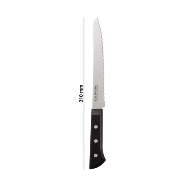 Kai Hocho Premium Bread Kitchen Knife for Slicing Cakes, Bread and Pastries (Stainless Steel, Black & Silver)