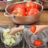 Multipurpose Stainless Steel Colander for Washing Fruits, Rice Strainer, Vegetables Filter Easily in The Kitchen Bowl (Medium) 28.5 x 28.5 x 10 CM, Silver