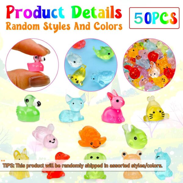 50 Pcs Miniature Toys, Garden Decoration Items Outdoor, Small Resin Animals Variety Pack Luminous Miniature Farm Ocean Figures Tiny Resin Duck to Hide Garden Aquarium Dollhouse Office Home Decor