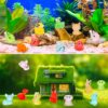 50 Pcs Miniature Toys, Garden Decoration Items Outdoor, Small Resin Animals Variety Pack Luminous Miniature Farm Ocean Figures Tiny Resin Duck to Hide Garden Aquarium Dollhouse Office Home Decor