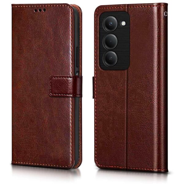 WOW IMAGINE Shock Proof Flip Cover Back Case Cover for WOW IMAGINE Shock Proof Flip Cover Back Case Cover for Mi Redmi 15 5G (Flexible | Leather Finish | Card Pockets Wallet & Stand | Chestnut Brown)