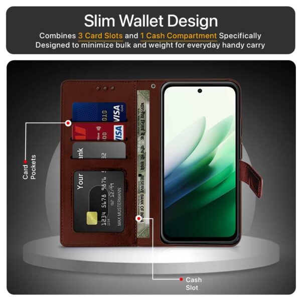1775587168_WOW-IMAGINE-Shock-Proof-Flip-Cover-Back-Case-Cover-for-Mi-Redmi-15-5G-Flexible-Leather-Finish-Card-Pockets-Wallet-Stand-Chestnut-Brown.jpg WOW IMAGINE Shock Proof Flip Cover Back Case Cover for Mi Redmi 15 5G (Flexible | Leather Finish | Card Pockets Wallet & Stand | Chestnut Brown)