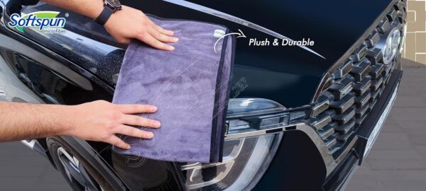SOFTSPUN Microfiber Extra Large, The 500 GSM 50x80cm (19.5”x31.5”), Highest 70/30 Blend, Heavy Duty Drying Towel Ultra Absorbent Scratch-Free One-Pass Vehicle-Drying Cloth For Cars & SUVs,1-Pack, Grey
