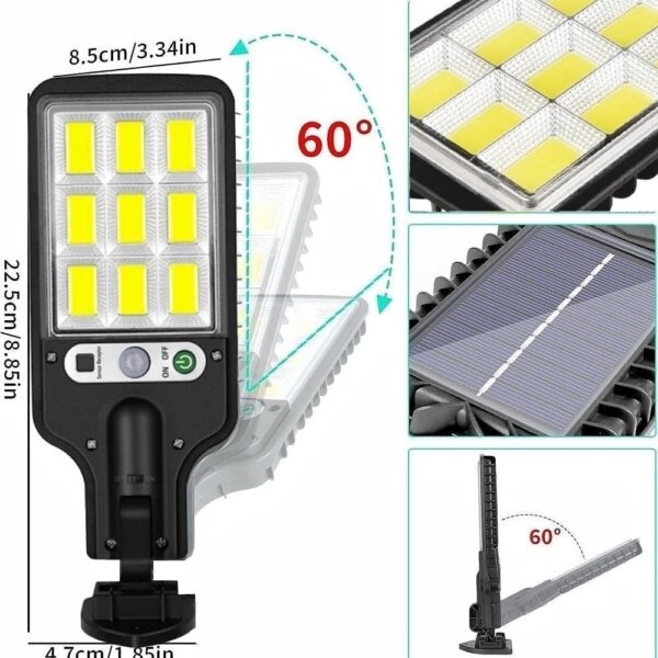 Wall Lights with Remote Control and Motion Sensor Bright Security LED Waterproof Street Lamps with Solar Outdoor Lights, Waterproof Portable Security Floodlight for Porch Garden