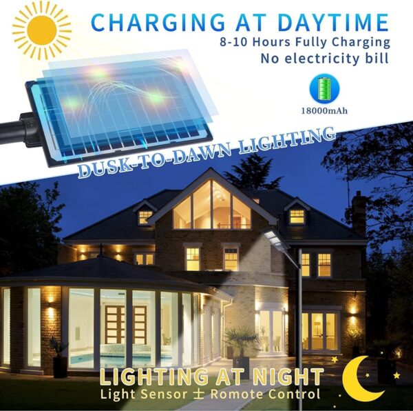 Wall Lights with Remote Control and Motion Sensor Bright Security LED Waterproof Street Lamps with Solar Outdoor Lights, Waterproof Portable Security Floodlight for Porch Garden