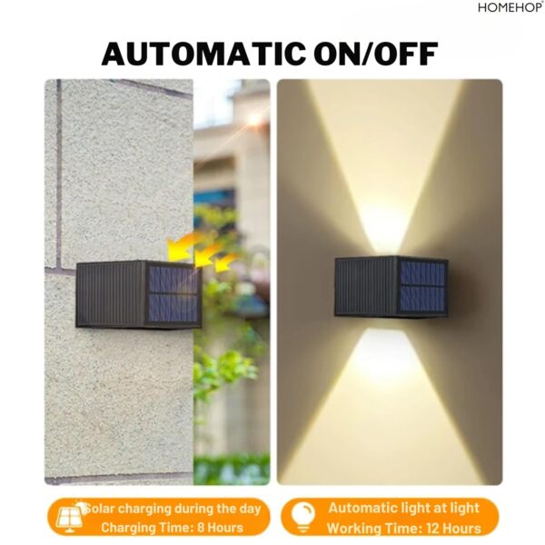 Homehop Solar Light Outdoor Garden Waterproof Adjustable Up and Down Solar Fence Lights, LED Decorative Lamp for Home Wall, Balcony, Yard, Porch, and Patio