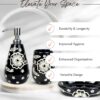 Premium Ceramic Bathroom Accessories Set of 3 | Modern Luxury Bath Set with 300ml Soap Dispenser, Toothbrush Holder & Soap Dish | Home Décor Item| Best for Gift | (Black & White)