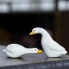 6xDuck Statue Decorative Desktop Craft Ornament for Shelf Micro Landscape Desk White Standing