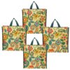 DOUBLE R BAGS Reusable Multi-Purpose Shopping Bags with Handles for DOUBLE R BAGS Reusable Multi-Purpose Shopping Bags with Handles for Grocery, Vegetables & Kitchen Essentials | Tote Bag (Pack of 4, Flower Print, Multicolor, 35.6X35.6X12.7 cm, 1 Compartment)