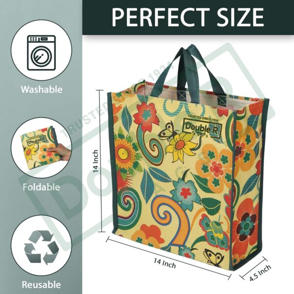 1775607581_DOUBLE-R-BAGS-Reusable-Multi-Purpose-Shopping-Bags-with-Handles-for-Grocery-Vegetables-Kitchen-Essentials-Tote-Bag-Pack-of-4-Flower-Print-Multicolor-35.6X35.6X12.7-cm-1-Compartment.jpg DOUBLE R BAGS Reusable Multi-Purpose Shopping Bags with Handles for Grocery, Vegetables & Kitchen Essentials | Tote Bag (Pack of 4, Flower Print, Multicolor, 35.6X35.6X12.7 cm, 1 Compartment)