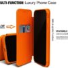 WHITBULL PU Leather Magnetic Premium Flip Cover with 2 Card Slot for iPhone 17 Pro - Orange