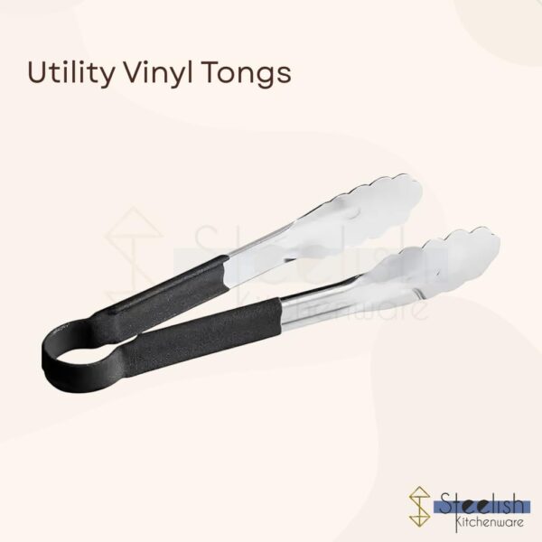 1775619098_Stainless-Steel-Utility-Tong-Multipurpose-Cooking-Frying-Grilling-BBQ-Serving-Tongs-with-Heat-Resistant-Grip-–-Durable-Kitchen-Utensil-for-Home-Hotel-Restaurant-–-Black-Handle.jpg Stainless Steel Utility Tong | Multipurpose Cooking, Frying, Grilling, BBQ, Serving Tongs with Heat-Resistant Grip – Durable Kitchen Utensil for Home, Hotel, Restaurant – Black Handle
