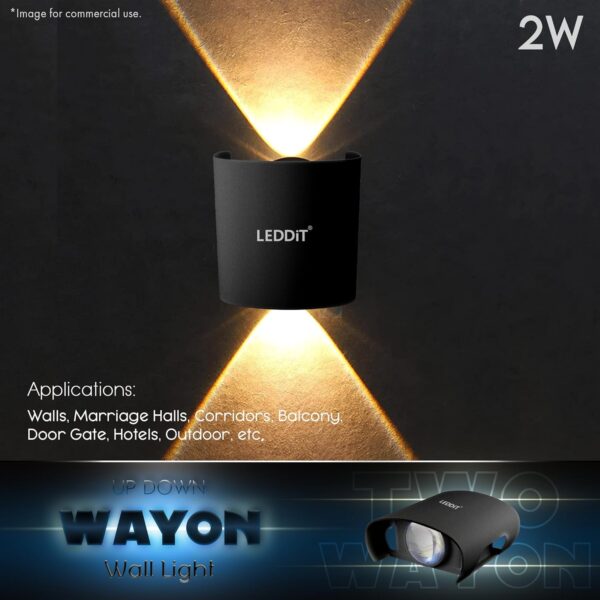 2-Watt U-Shape Up Down Outdoor LED Wall Light with Aluminium IP65 Grade Waterproof Body Warm White, Pack of 1 (with 2 Years Warranty)