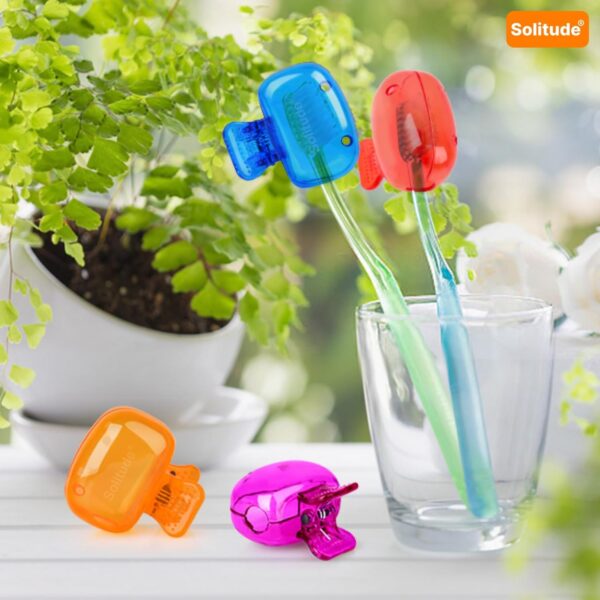 Solitude 6 Pcs Plastic Toothbrush Cap Protectors, Portable Hygiene Covers for Travel, Case for Easy Carrying, Bathroom, Camping, School, Work (Multicolor)