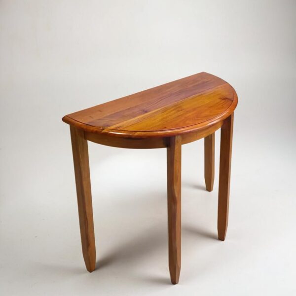 Contemporary Sheesham Wood Half Moon Bedside Table for Bedroom & Office (Teak) (76x39x71 cm)