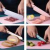 Premium Colorful Floral Printed Kitchen Knife Set with Scissor and Peeler, 6 Pieces (Purple)