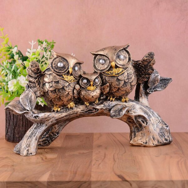 Owl Family Sitting on Tree Decorative Bird Showpieces Statue for Home Decor Living Room Bedroom Wall Shelf Table Top Garden Decoration Items -4
