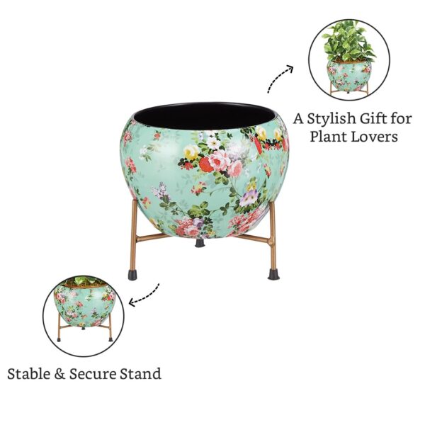 Amazon Brand - Solimo Flower Planter with Tripod Stand | Metal Table Top Flower Pot | Indoor Flower Planter for Home Garden Décor | Best Suited for Indoor Plantation