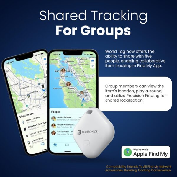 Portronics Worldtag Item Finder with Upto 1 Year Battery Life, Bluetooth Tracker,MFi Certified, Item Locater for Keys, Wallets, Luggage, Gadgets etc,Only iOS Compatible with Apple Find My App