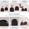 Nestasia Ceramic Bathroom Accessories Set of 2 - Liquid Soap Dispenser & Toothbrush Holder for Wash Basin & Bathroom - Matte Black Bath Set - Perfect for Gifting