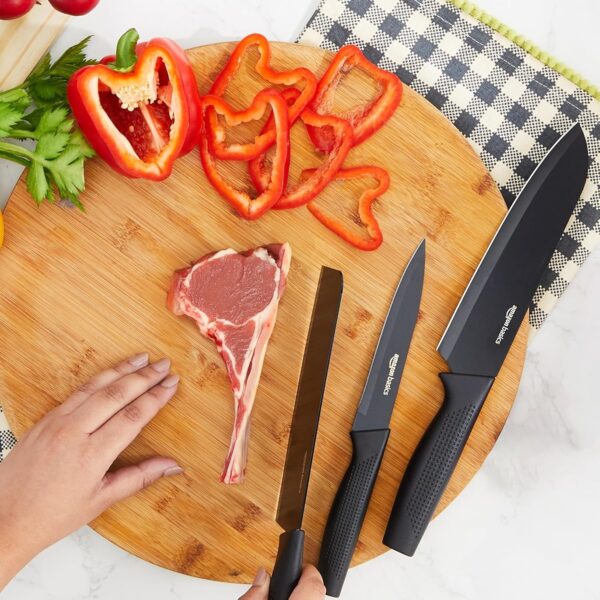 1775650152_Amazon-Basics-3-Pcs-Carbon-Knife-Set-High-Carbon-Stainless-Steel-Blades-Soft-Ergonomic-Handle-Slicing-Knife-Chefs-Knife-and-Meat-Cleaver-Knife-Rust-Resistant.jpg Amazon Basics 3 Pcs Carbon Knife Set | High Carbon Stainless Steel Blades | Soft Ergonomic Handle | Slicing Knife, Chef's Knife and Meat Cleaver Knife | Rust-Resistant