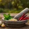EZAHK Kalvam Stone Mortar and Pestle Set,Masher, Khalbatta, Kharal, Musal,for Kitchen, Home, Herbs and Spices (10 inch Grey,Big Size)