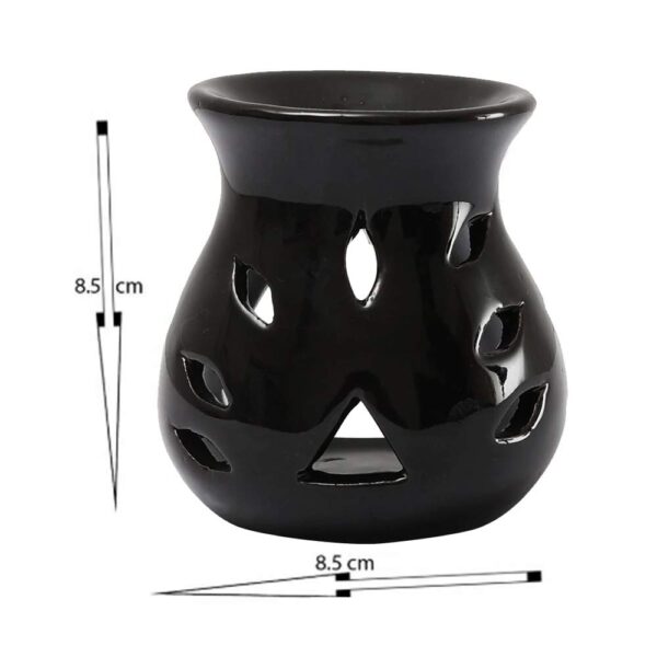 AIR-ROMA Air Roma Ceramic Aroma Black Diffuser Burner With 10Ml Lemon Grass Oil & 2 Pcs Candles | Strong & Long-Lasting Aroma - Fragrance