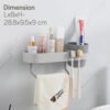 HOKIPO Wall-Mounted Bathroom Shelf with Cup Holder & Towel Rod | Stickable Bathroom Organizer | No Drill Self Adhesive Storage Rack | Magic Sticker Bathroom Accessories Set (AR-6090)