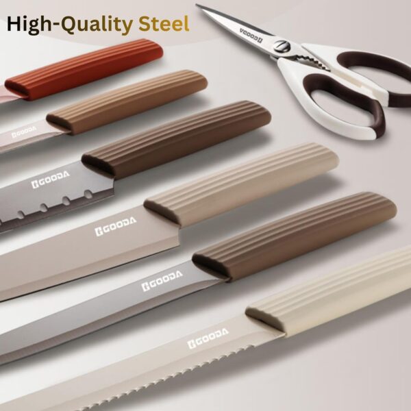 1775672350_13-Piece-Kitchen-Knife-Set-6-Ceramic-Coated-Knives-with-6-Blade-Guards-Kitchen-Scissors-with-Safety-Cover-Chef-Santoku-Bread-Utility-Paring-Knives-for-Home-Restaurant-Use-Multicolor.jpg 13-Piece Kitchen Knife Set | 6 Ceramic Coated Knives with 6 Blade Guards & Kitchen Scissors with Safety Cover | Chef, Santoku, Bread, Utility & Paring Knives | for Home & Restaurant Use | Multicolor