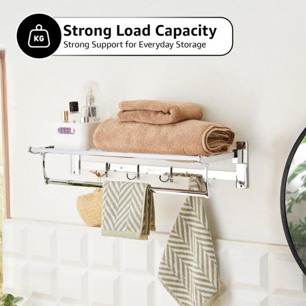 Amazon Basics Steel Folding Towel Rack for Bathroom/Towel Stand/Hanger/Bathroom Accessories (24 Inch - Chrome)
