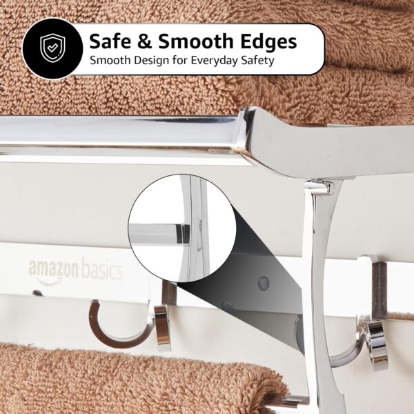 Amazon Basics Steel Folding Towel Rack for Bathroom/Towel Stand/Hanger/Bathroom Accessories (24 Inch - Chrome)