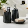 1775693634_Premium-Ceramic-Bathroom-Accessories-Set-of-3-Modern-Luxury-Bath-Set-with-300ml-Soap-Dispenser-Toothbrush-Holder-Soap-Dish-Home-Decor-Item-Best-for-Gift-Striped-Design-Black.jpg Premium Ceramic Bathroom Accessories Set of 3 | Modern Luxury Bath Set with 300ml Soap Dispenser, Toothbrush Holder & Soap Dish | Home Décor Item| Best for Gift | Striped Design (Black)