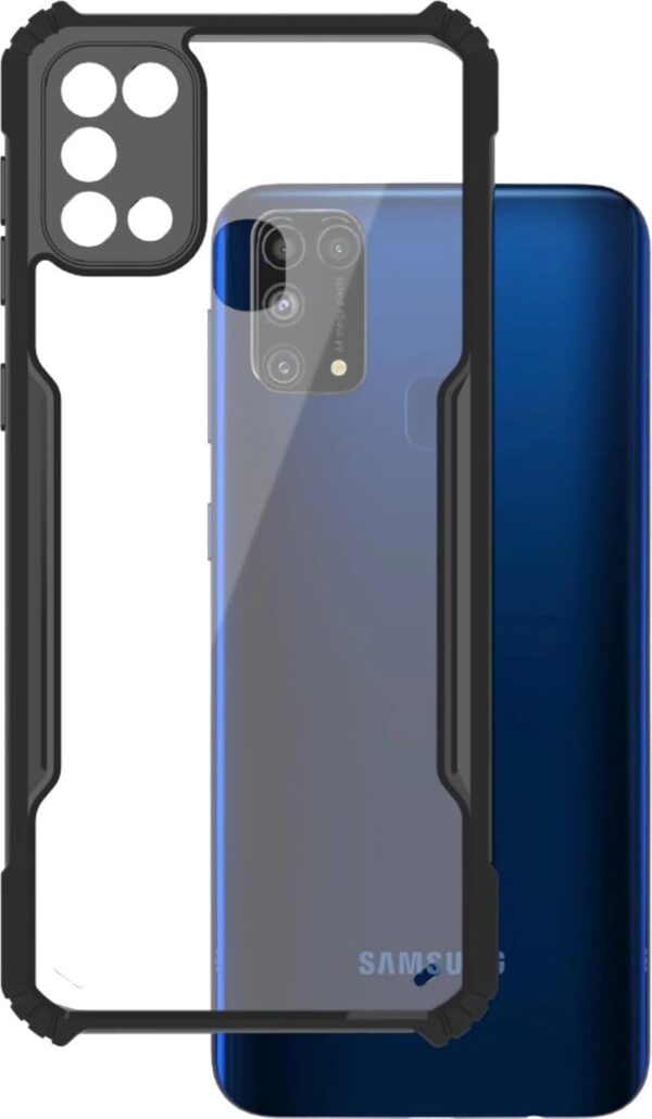 SHINESTAR Back Cover for Samsung Galaxy M31 / F41 / M31 Prime | Ultra Slim 360° Shockproof Transparent Case with Black Bumper | Crystal Clear Soft TPU Protective Cover