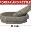EZAHK Heavy Duty Kalvam Grinding Stone and Mortar Pestle Set for Herbs (Grey, Large Size, 10 x 6 Inch